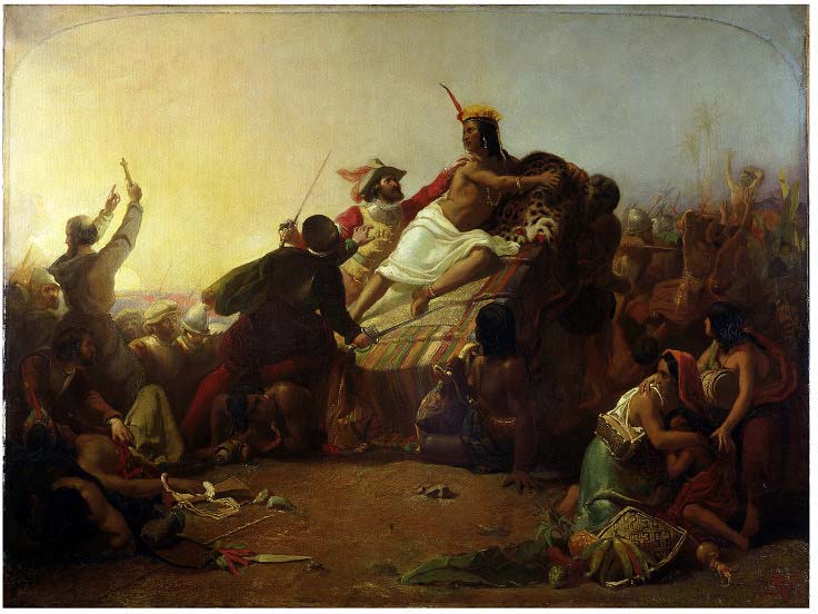 Pizarro seizing the Inca of Peru (1845) by John Everett Millais